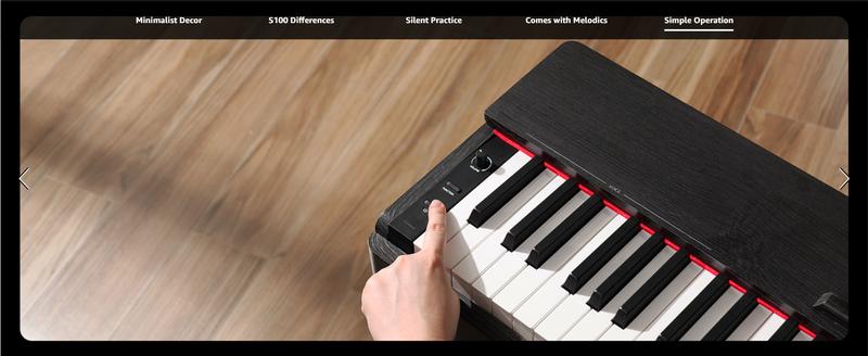 onner OURA S100 Home Digital Piano with 88 Key Graded Hammer Weighted Keyboard for Beginner, Boasts Bluetooth, 3 Original MIDI Demos, Local Off Function, 2 * 10 W, USB-MIDI, Piano Three Pedal, Black