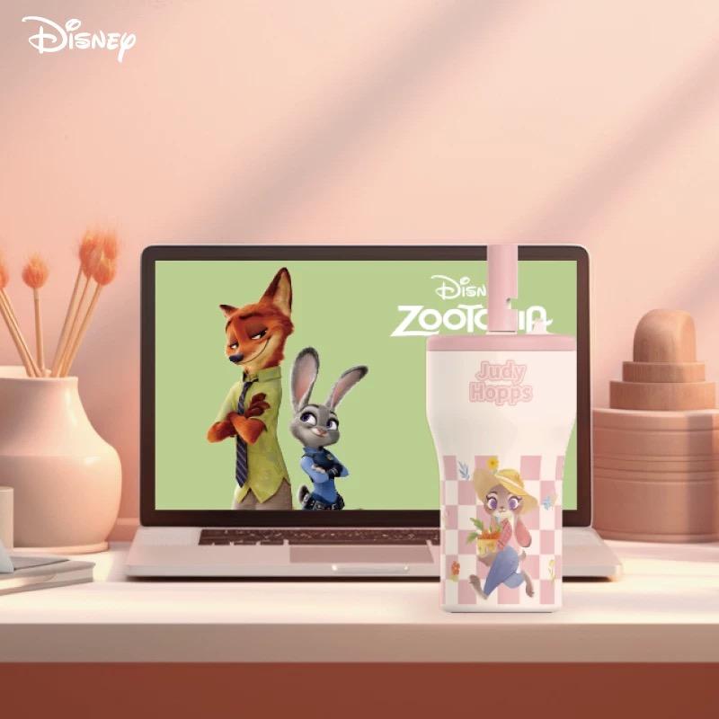 Disney Zootopia 2 Judy Nick Strawberry Bear Stitch Water Bottle Coffee Cup,Steel Straw Tumbler with Straw - 21OZ Leak-Proof Insulated Cup Perfect for Iced Coffee, Smoothies & Travel, 4 Unique Character Designs,Durable for Gym or Outdoors,Travel,Rodeo