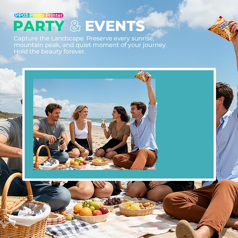 Nelko Pocket PP03 Instant Smartphone Inkjet Photo Printer With 100 Photo Papers, Portable Mini Color Wireless Mobile Printer, Bluetooth Compatible with iOS & Android Devices, Fun Editing App, Ideal Valentine's Day Gift