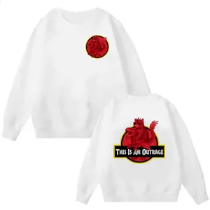 Funny Red Dragon Graphic Sweatshirt, “This Is An Outrage” Meme, Double Sided Fantasy Dragon Hoodie, Humor Dragon Pullover T Shirt, Unisex Sweater Pullover Tee