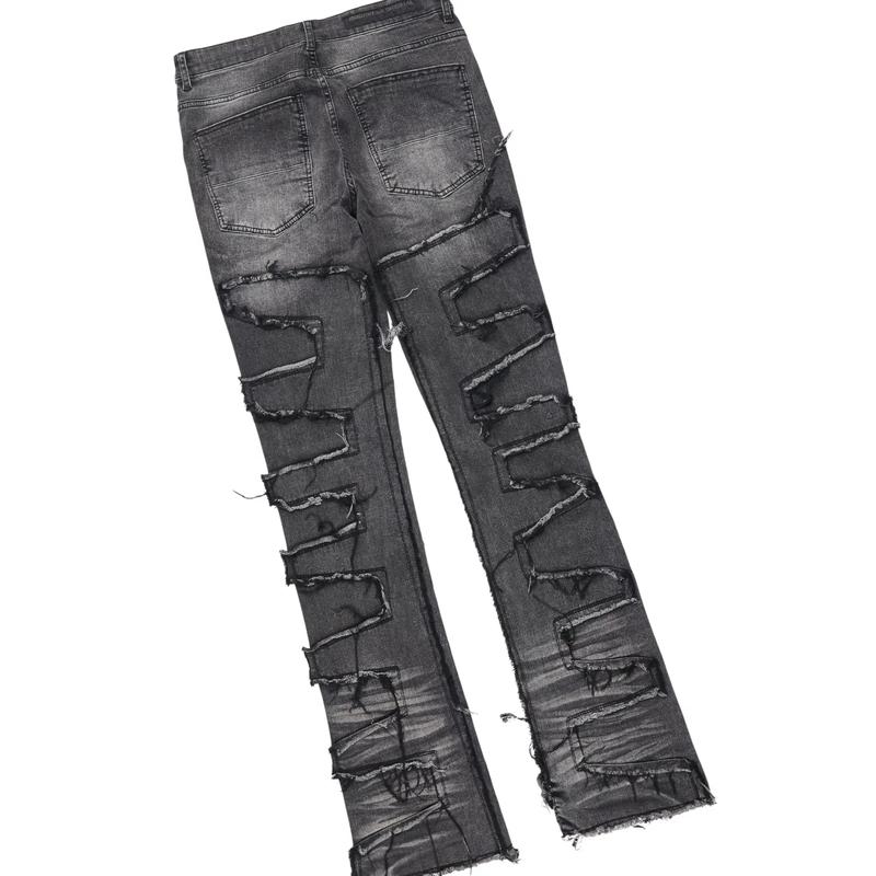 Saxon Purple/Black Hoodie/Stacked Flare Jean Set