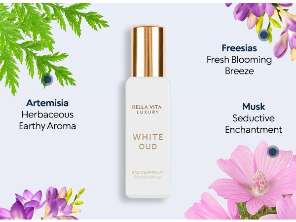 BellaVita Luxury's White Oud Unisex Eau De Parfum - 20 ml | Orange, Freesia & Oud | Cruelty Free & Vegan | Long Lasting | Mini Perfume-0.7 Fl.oz.