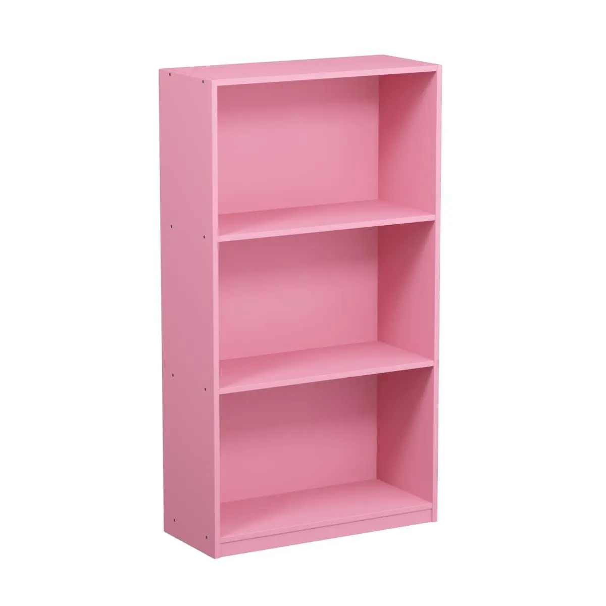 Furinno Basic 3-Tier Bookcase Storage Shelves - Pink, 22.37 lbs, Easy Setup, Sturdy Base, Contemporary Home Decor, Single Unit, Wide Shelves for Bedroom, Dining Room, Home Library