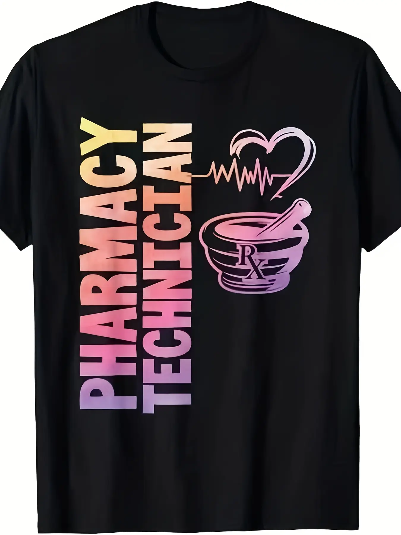 Pharmacy Technician Pharmacist Heartbeat Mortar Me unisex soft cotton short sleeve t shirt, vintage graphic casual tee for men women teens, perfect birthday holiday gift for camping travel gym daily street  wear