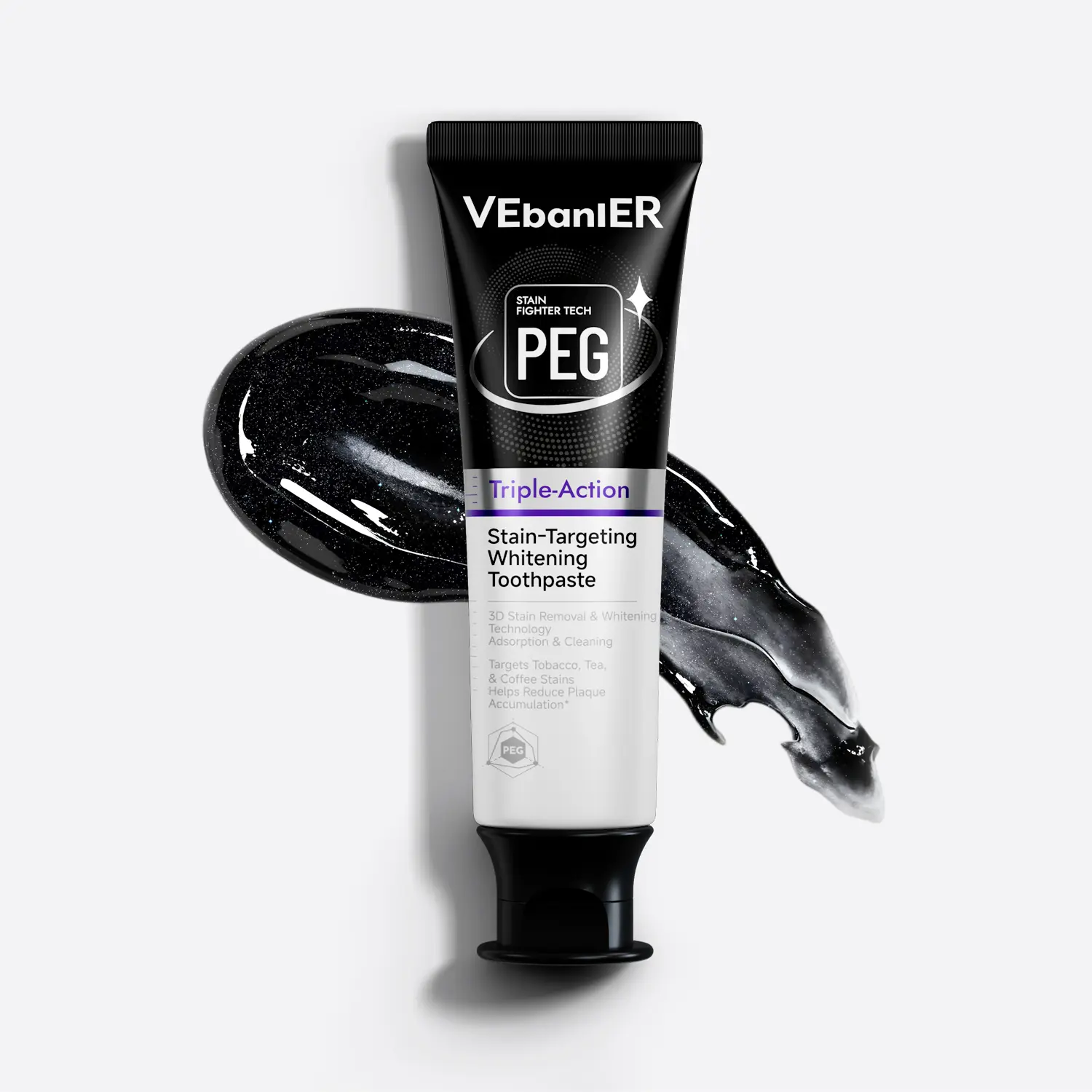 VEbanlER PEG-8 formula Whitening Toothpaste,Gentle Repair & Whitening,Fights Plaque Freshens Breath,Fluoride Free,Mint