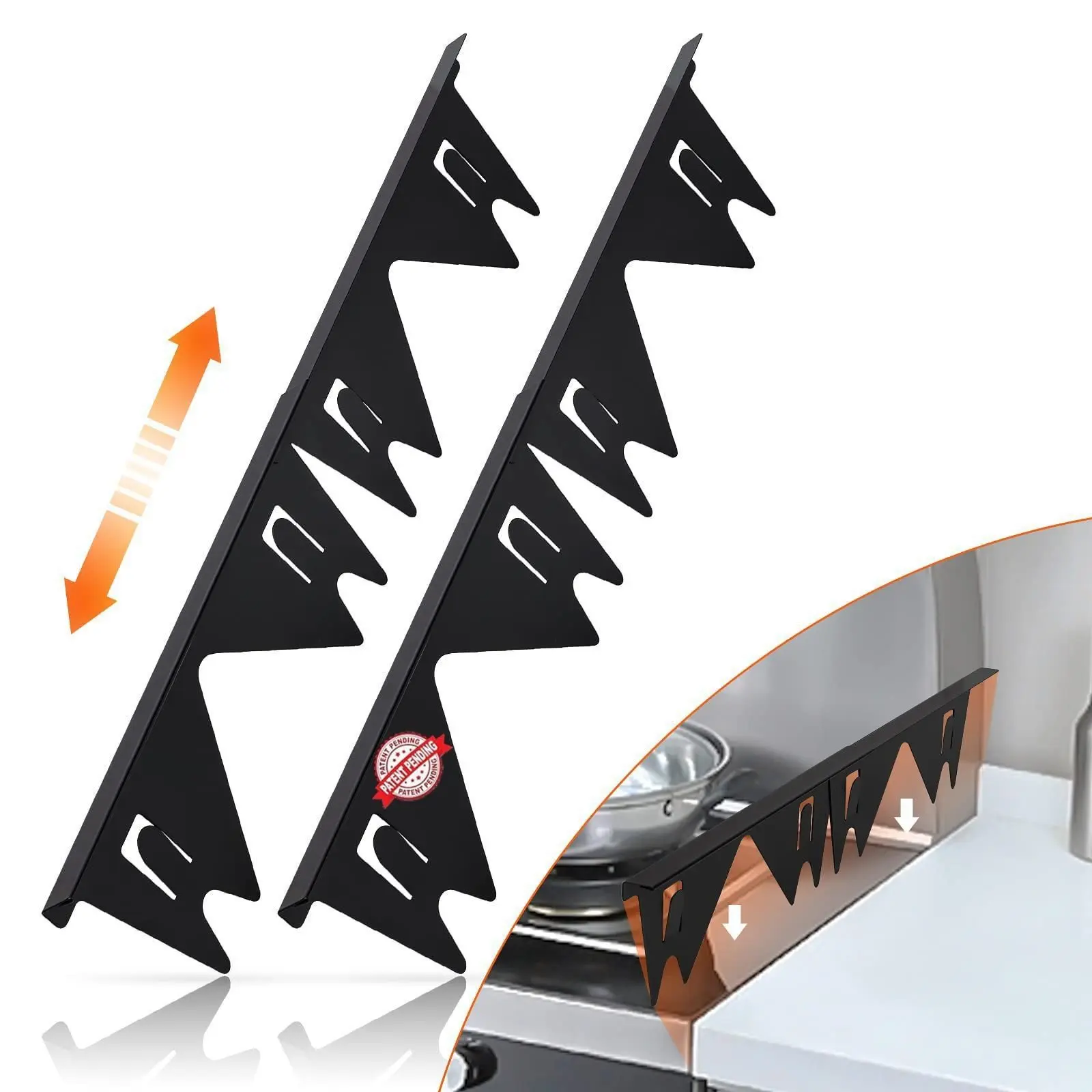 Stainless Steel Stove Gap Covers 2PCS - Adjustable 13.8" to 27.5" Heat Resistant Kitchen Range Trim Kit - Gap Filler for Stove Countertop and Oven - Sleek Brushed Metal Guard