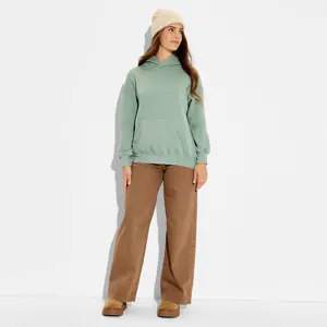 Women's Oversized Hooded Pullover Sweatshirt - Wild Fable Sage Green Quote S