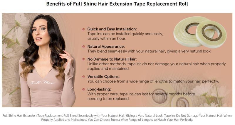 Full Shine Replacement Tape Double Sided Hair Extensions Tapes for Tape in Hair Extension Replacement