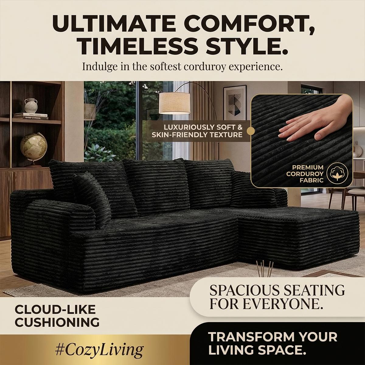 95-inch L-shaped living room design, comfortable and ready to use without assembly. Modern modular s x ofa, durable and comfortable large sofa. furniture express loungers al seccion a of cloud couches boneless sectional