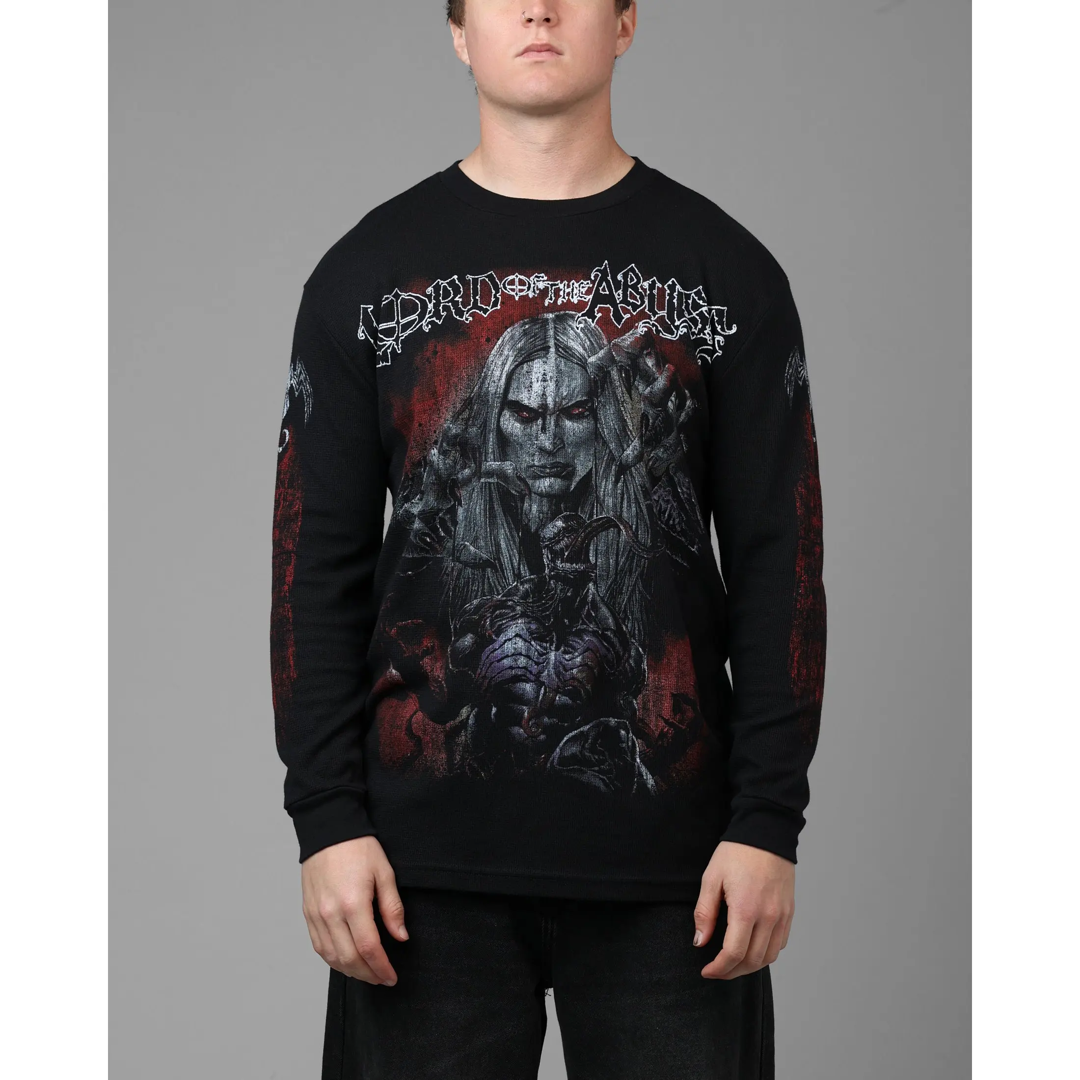 Loiter Marvel Knull Long Sleeve Waffle T-Shirt Black