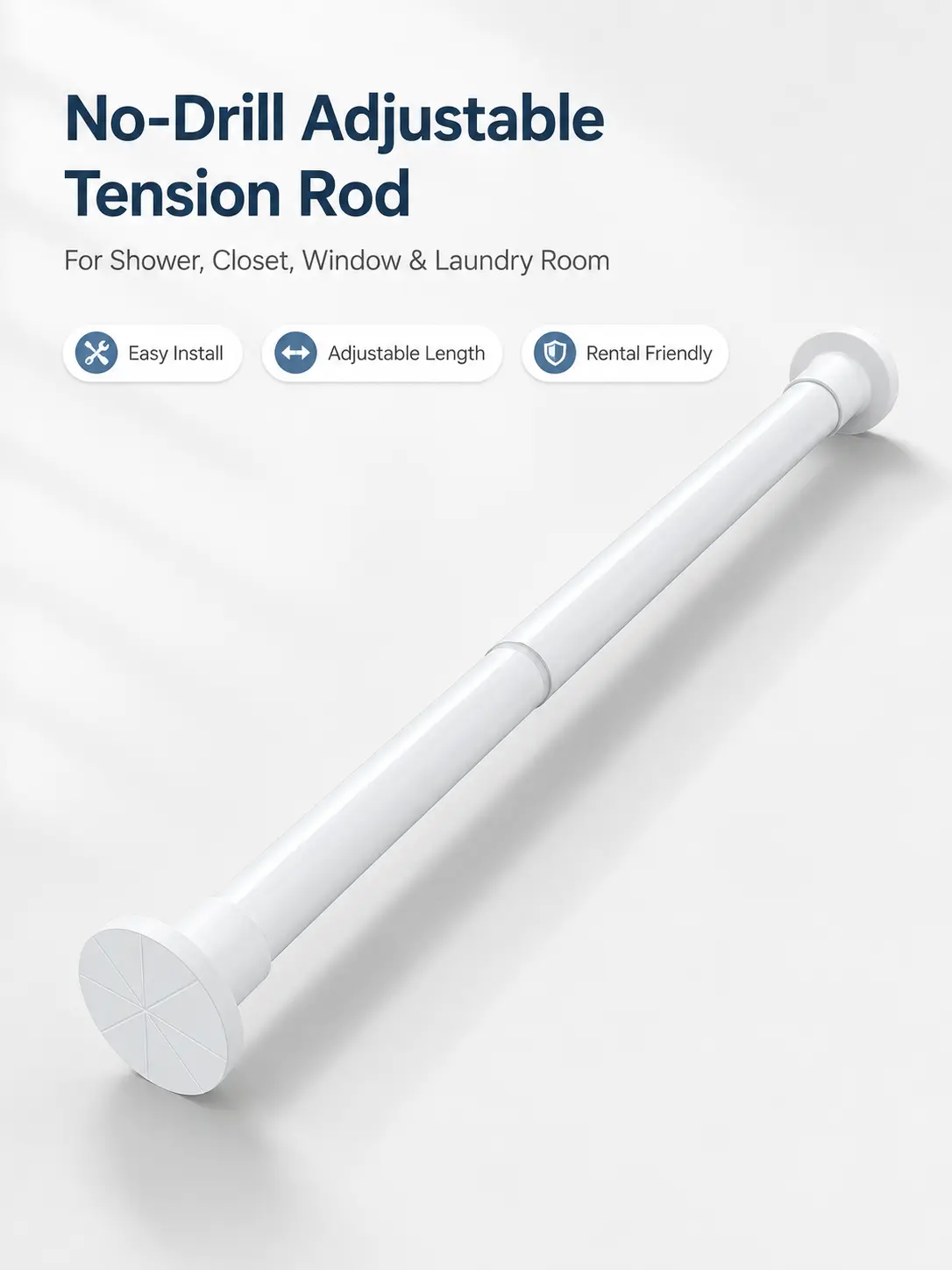 Adjustable Multi-Purpose Curtain Rod, 29.5-65 in Width, Suitable for Windows, Doors, Closets (Home & Bathroom Supplies, Shower Curtain Rod Compatible)