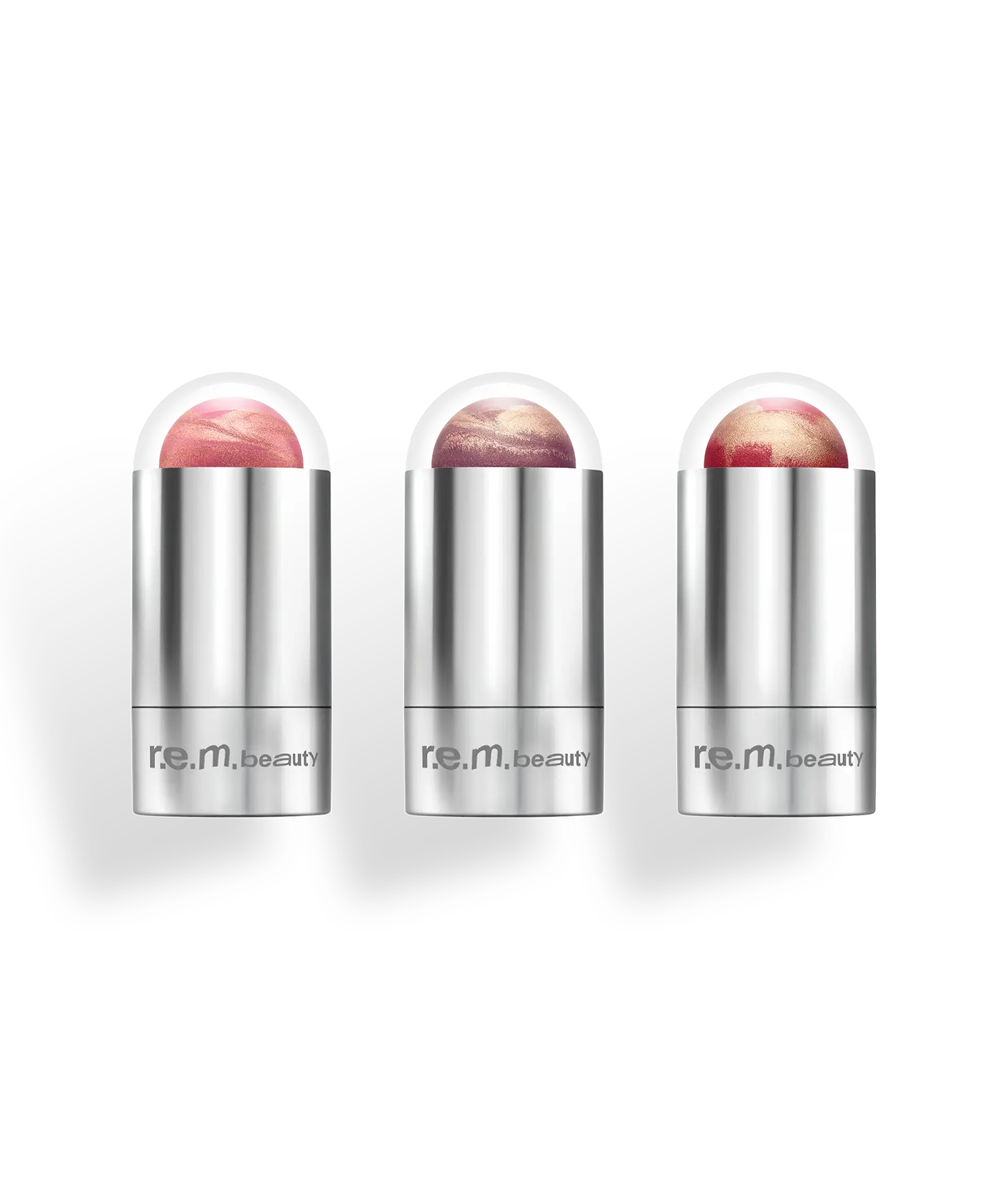 r.e.m. beauty by ariana grande mélange à trois blush & highlight stick trio - luminous highlight pearls, creamy formula, subtle shimmer, castor oil, vitamin c & e, antioxidants, long wearing