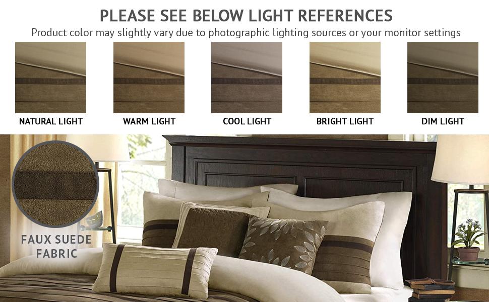 Madison Park Palmer 7 Piece Comforter Set - Pieced Microsuede with Embroidery Details