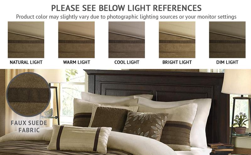 Madison Park Palmer 7 Piece Comforter Set - Pieced Microsuede with Embroidery Details