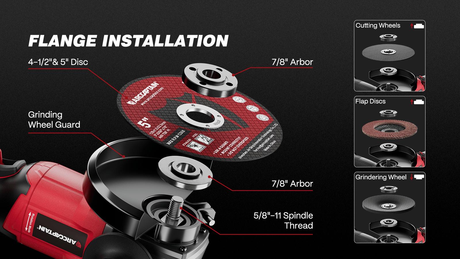 ARCCAPTAIN Angle Grinder Kit, 4-1/2 to 5",【Paddle Switch】9500RPM 1200W Brushless Power Motor Cordless Angle Grinder with 2PCS 4.0AH Batteries, 180°Rotatable Grinder Tool for Cutting/Grinding/Polishing, Holiday Haul, Best Christmas Gift for Men and Dad ARCCAPTAIN Angle Grinder Kit, 4-1/2 to 5",【Paddle Switch】9500RPM 1200W Brushless Power Motor Cordless Angle Grinder with 2PCS 4.0AH Batteries, 180°Rotatable Grinder Tool for Cutting/Grinding/Polishing, Holiday Haul, Best Christmas Gift for Men and Dad