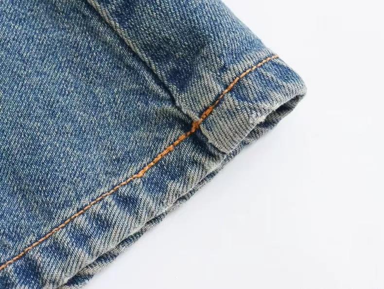 Elengatine Women's Denim Dress Half-Zip Collared Vintage Washed Blue Loose Fit Long Sleeve One Chest Pocket Trendy Casual Top for Daily Wear & Street Style Looks - Chic Autumn and Winter - Womenswear Suitable for all people, sizes range from XS - 5XL