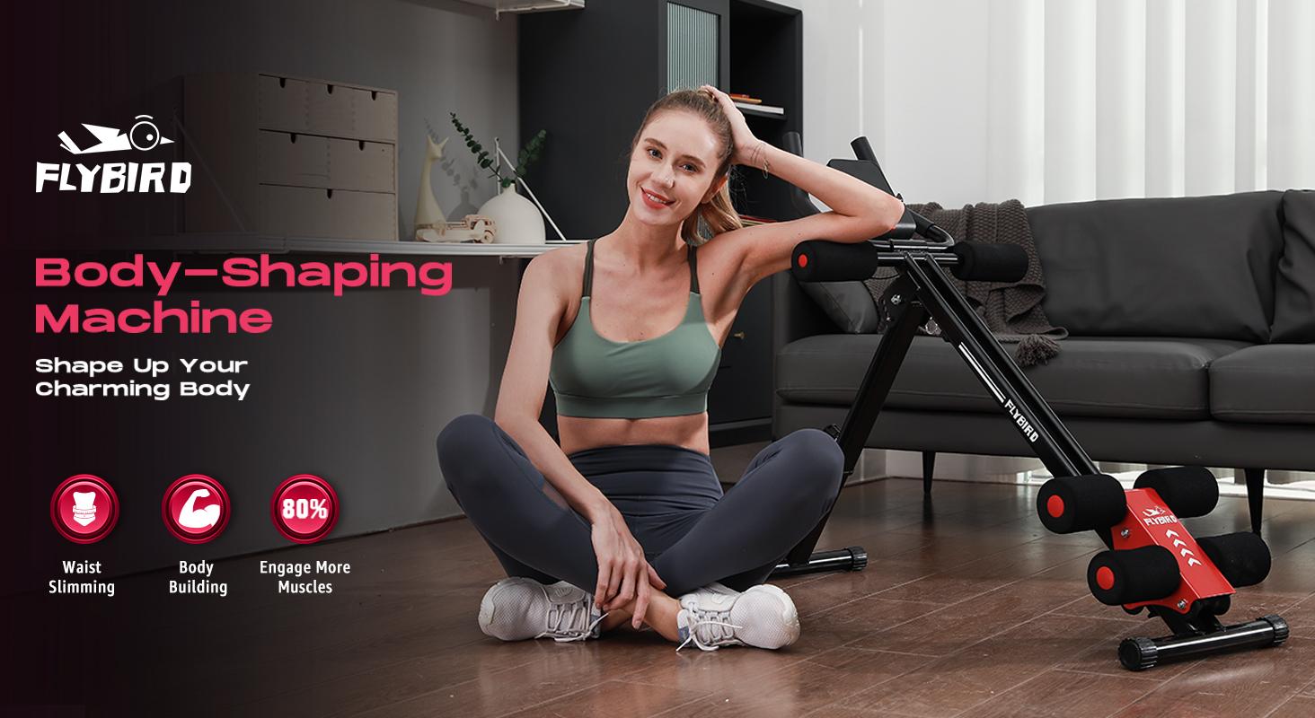 FLYBIRD Ab Workout Equipment, Adjustable Ab Machine Full Body Workout for Home Gym, Strength Training Exercise Equipment for Body Shaping Foldable Waist Trainer Suitable for Beginner Red #SpringStatements