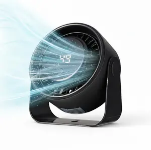 MAVIÉ Small Desk Fan, Rechargeable Quiet Mini Personal Fan With LED Digital Display, Portable Wall-Mount & Cordless Design, 5 Speeds, Long Battery Life, Travel for Office, Home, Bedroom