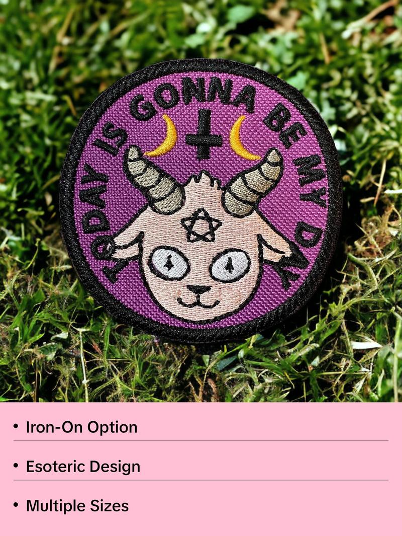 Today's the Day Baphomet Symbol Patch Divine Being Esoteric Emblem Pagan Gnostic Goat Symbol Iron-On Sew-On Patch for Jackets Bags Hats 3" 4" Sizes