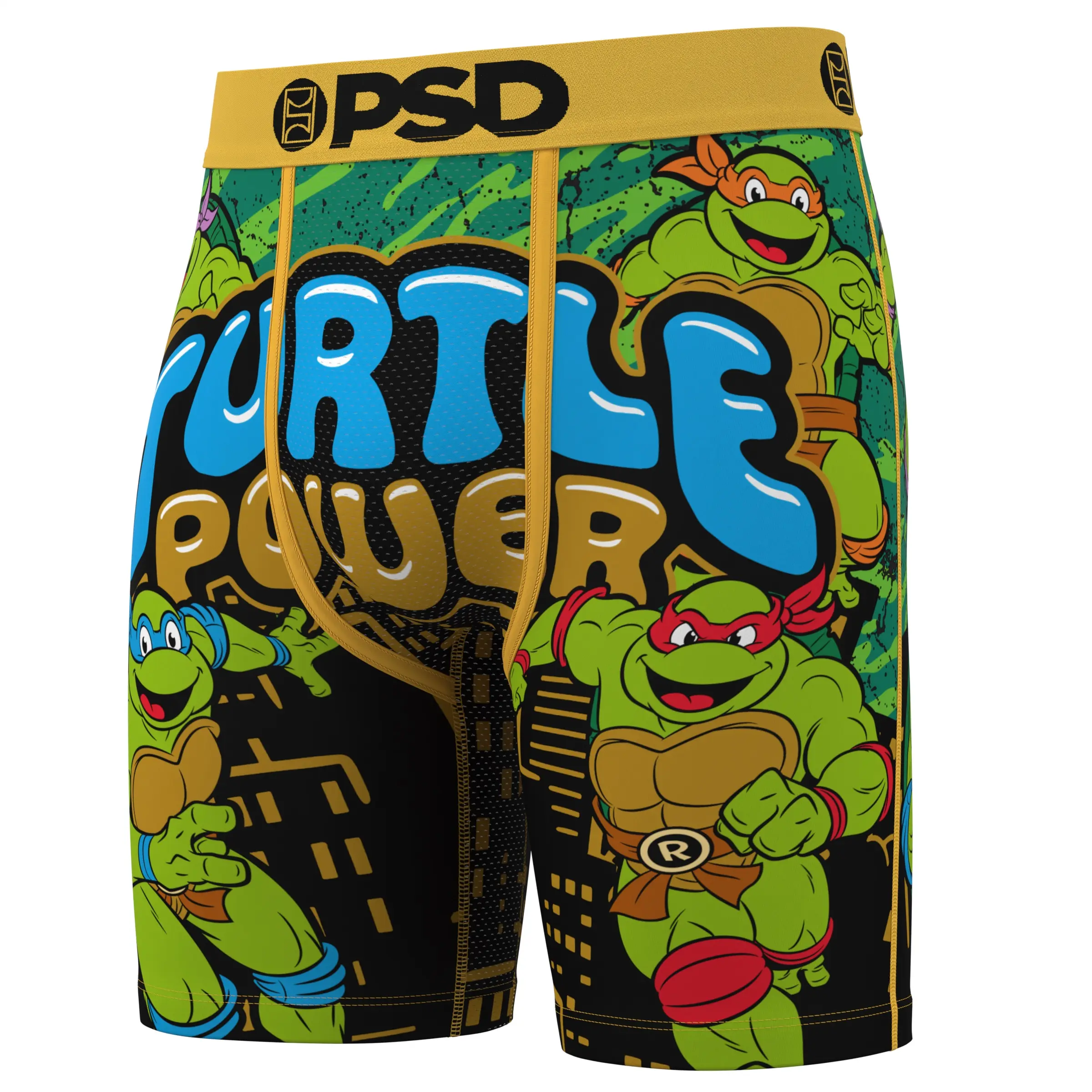 PSD Mens Teenage Mutant Ninja Turtles Squad Boxer Brief - Standard Length 7 Inch Inseam, Soft and Breathable Poly Blend Fabric