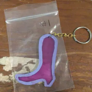 resin cowboy boot key chain