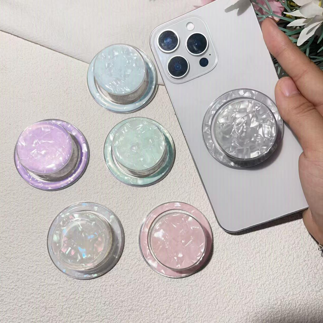 Reusable MagSafe Magnetic Airbag Phone Holder, Colorful Seashell Paper Design with Aesthetic Instagram-Worthy Shell Pattern, Strong Grip & Stable Stand for Smartphones, Cute Accessory for Daily Use Cellphone Mount-MM