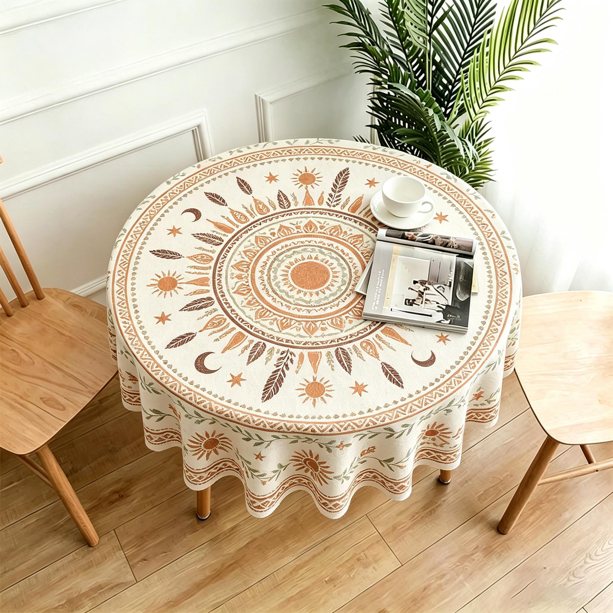 60-Inch Round Tablecloth with Multiple Stylish Patterns, Fits Round Tables Up to 48-Inch, Ideal for Parties and Daily Home Decor