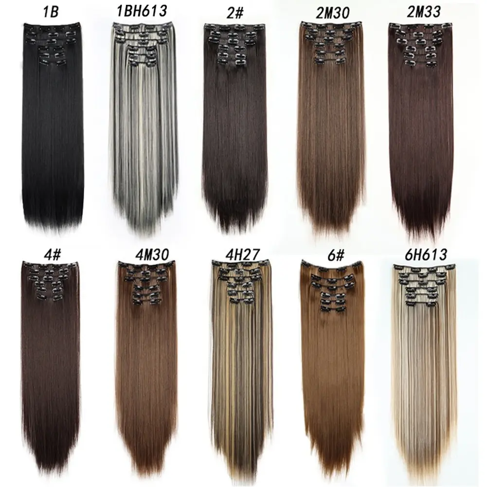 Unisex 6pcs 60cm Invisible Clip-in Synthetic Hair Extensions, Thick Natural Hairpieces with 16 Secure Clips, Long Secret Hairpiece for Valentine's Day, Hair Extensions Clip In