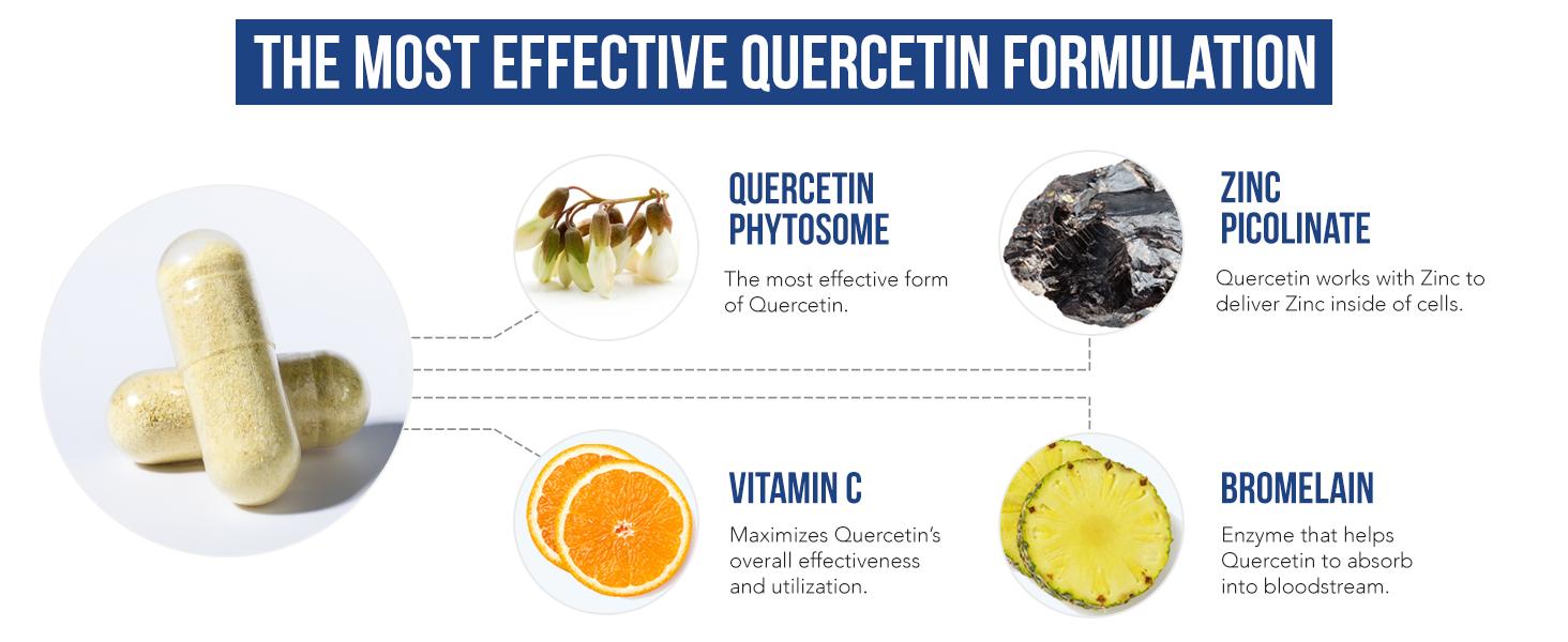 Quercetin Complete with 50X Higher Absorption, Clinically Proven & Patented Quercefit – Most Effective Form of Quercetin – Enhanced Zinc & Vitamin C