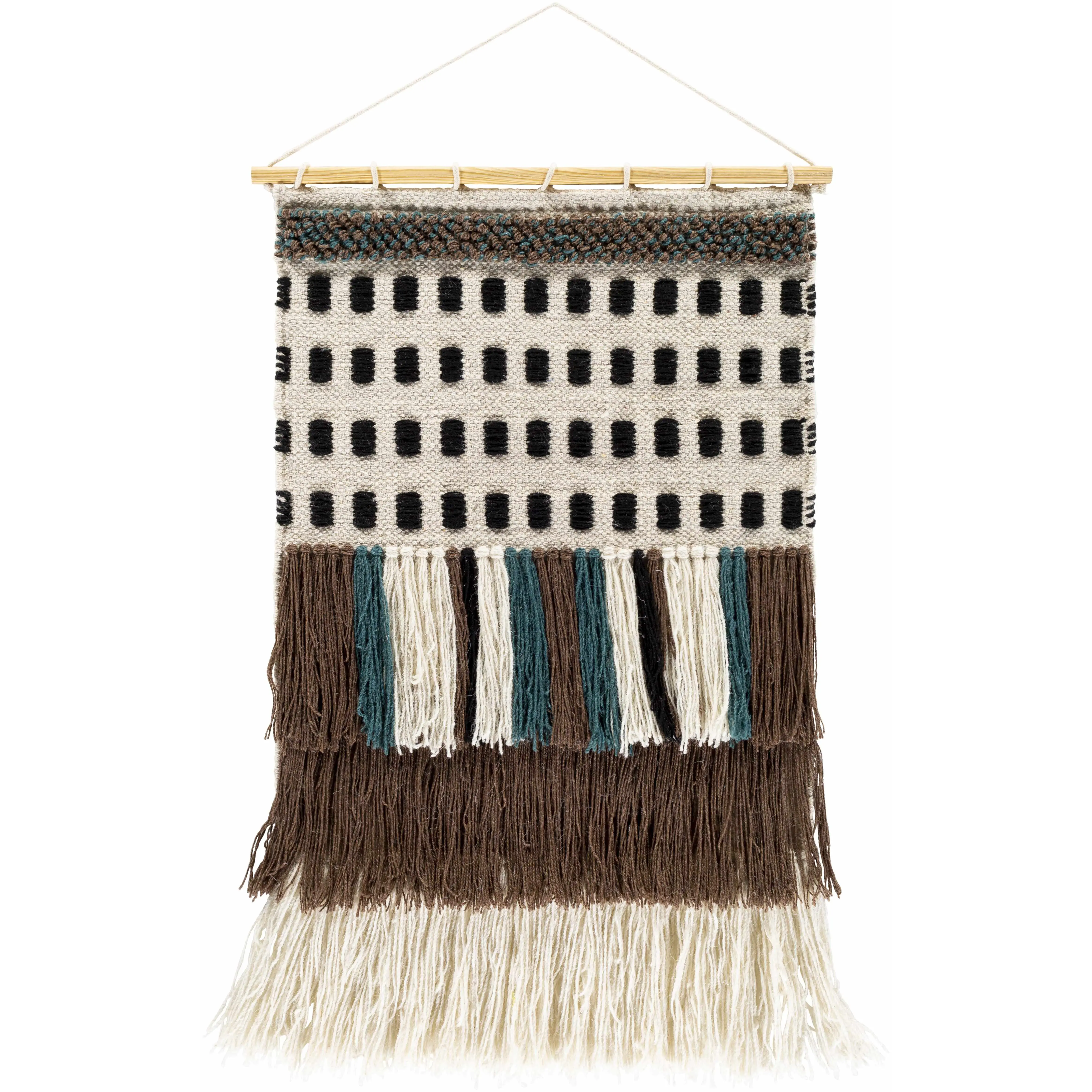 Ava Boho Fringe Detail Hangable Tapestry - Indoor Wall Decor, Living Room Decorative Art Accent Piece, Indoors