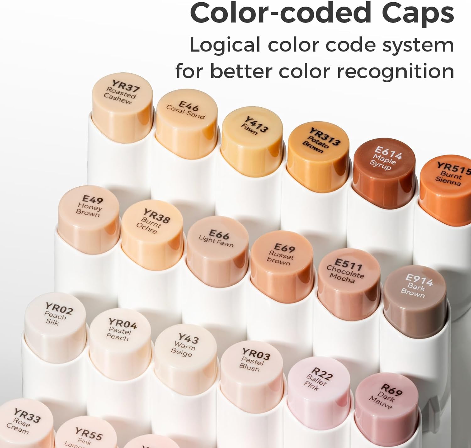 Ohuhu Soft Chisel Alcohol Markers Red Dot Design Award Winner Brush & Soft Chisel Dual Tips Drawing Markers for Artist Beginner Adult Coloring Illustration Sketching -Honolulu S - 24 skin-tone / 48 basic tone / 60 Illustration-color