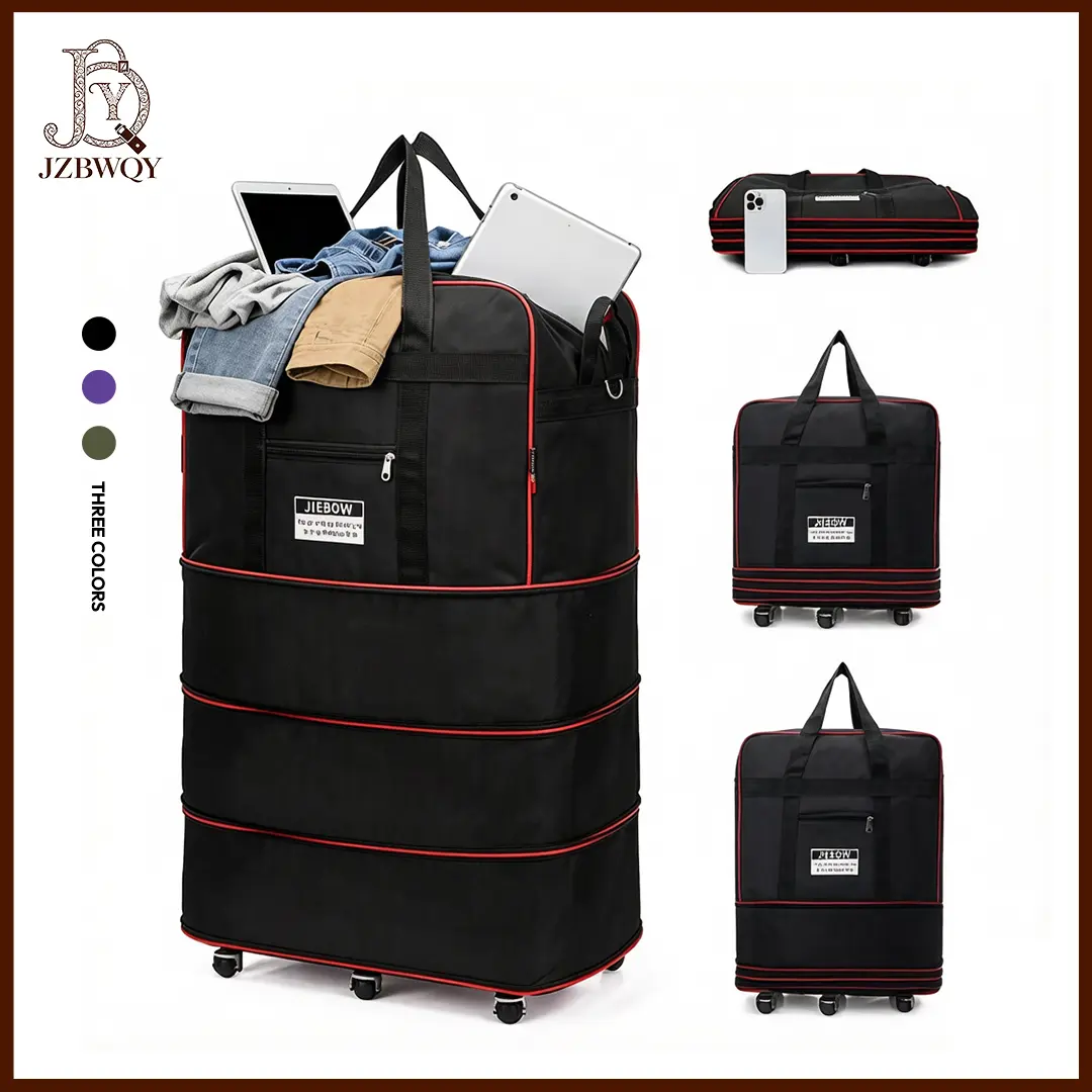 JZBWQY Wheeled Duffle Bag, 100L Convertible Nylon Luggage, Lightweight Expandable & Foldable Travel Bag for Moving, Boarding Luggage Bag