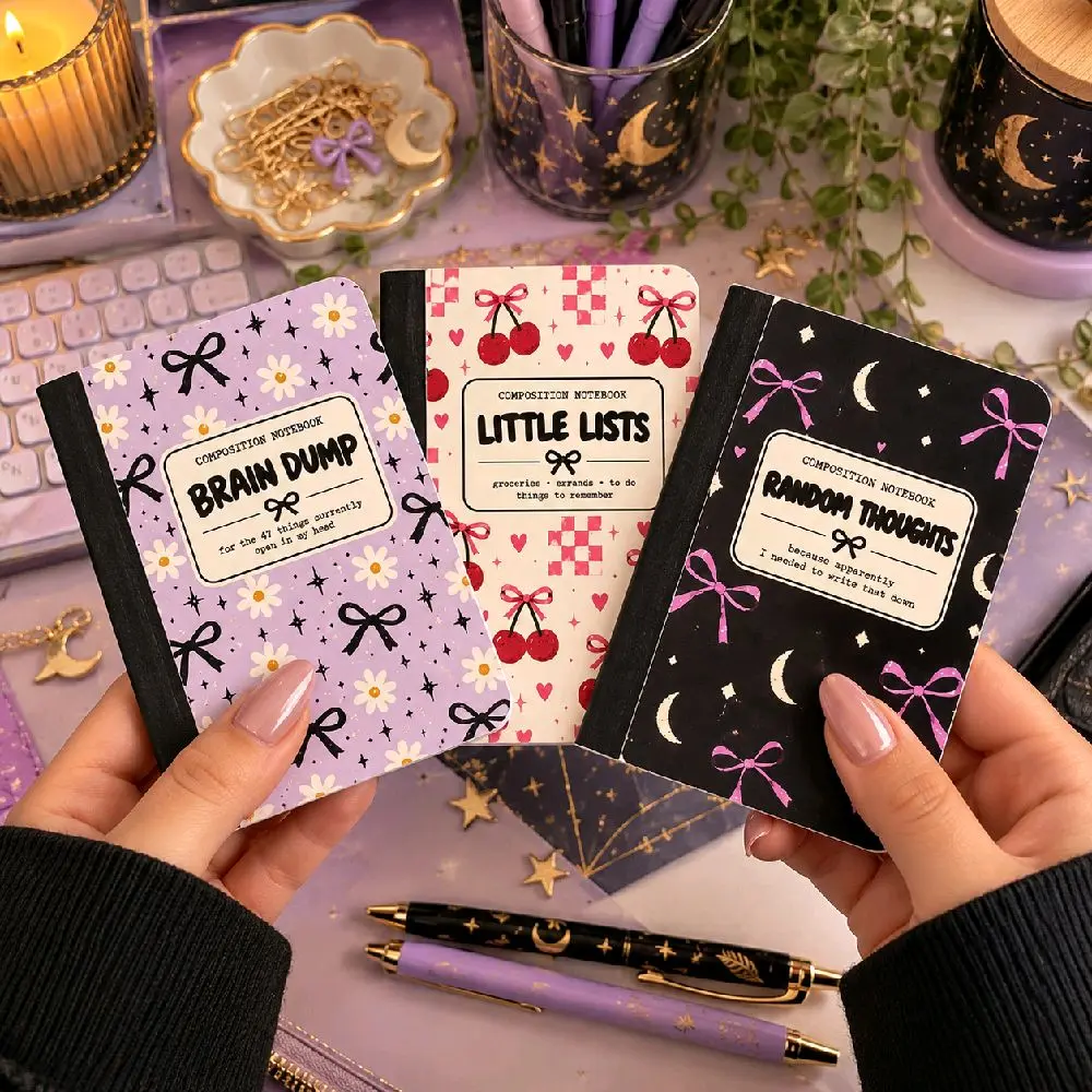 Mini Composition Notebook 3-Pack | Brain Dump, Little Lists & Random Thoughts | Cute Pocket Notebooks