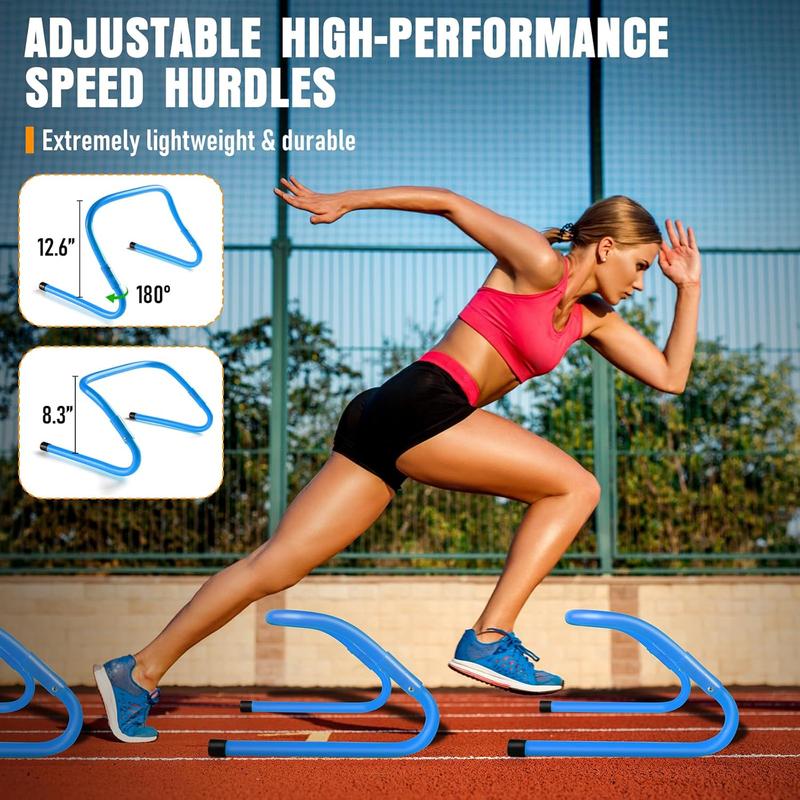 Agility Ladder, Agility Speed Training Equipment Set, 20ft Speed Ladder, 12 Soccer Cones, 4 Hurdles, Jump Rope, Running Parachute, suitable for foot movements, coordination and agility training