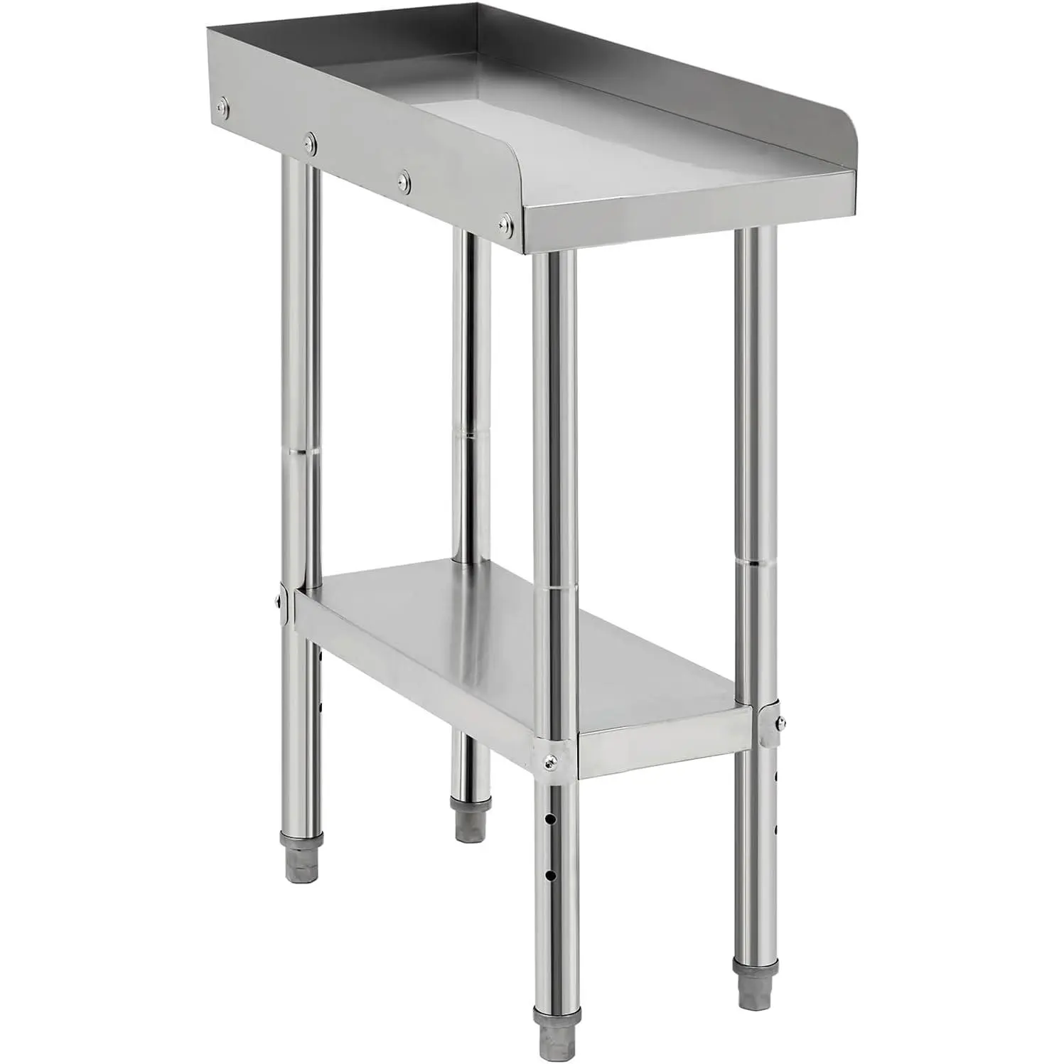 Heavy Duty Thick Stainless Steel Grill Stand Table - 12x24x30 in, 660 LBS Capacity, NSF Certified, with 2" Edge Baffle for Commercial Restaurant Kitchen, Home Use