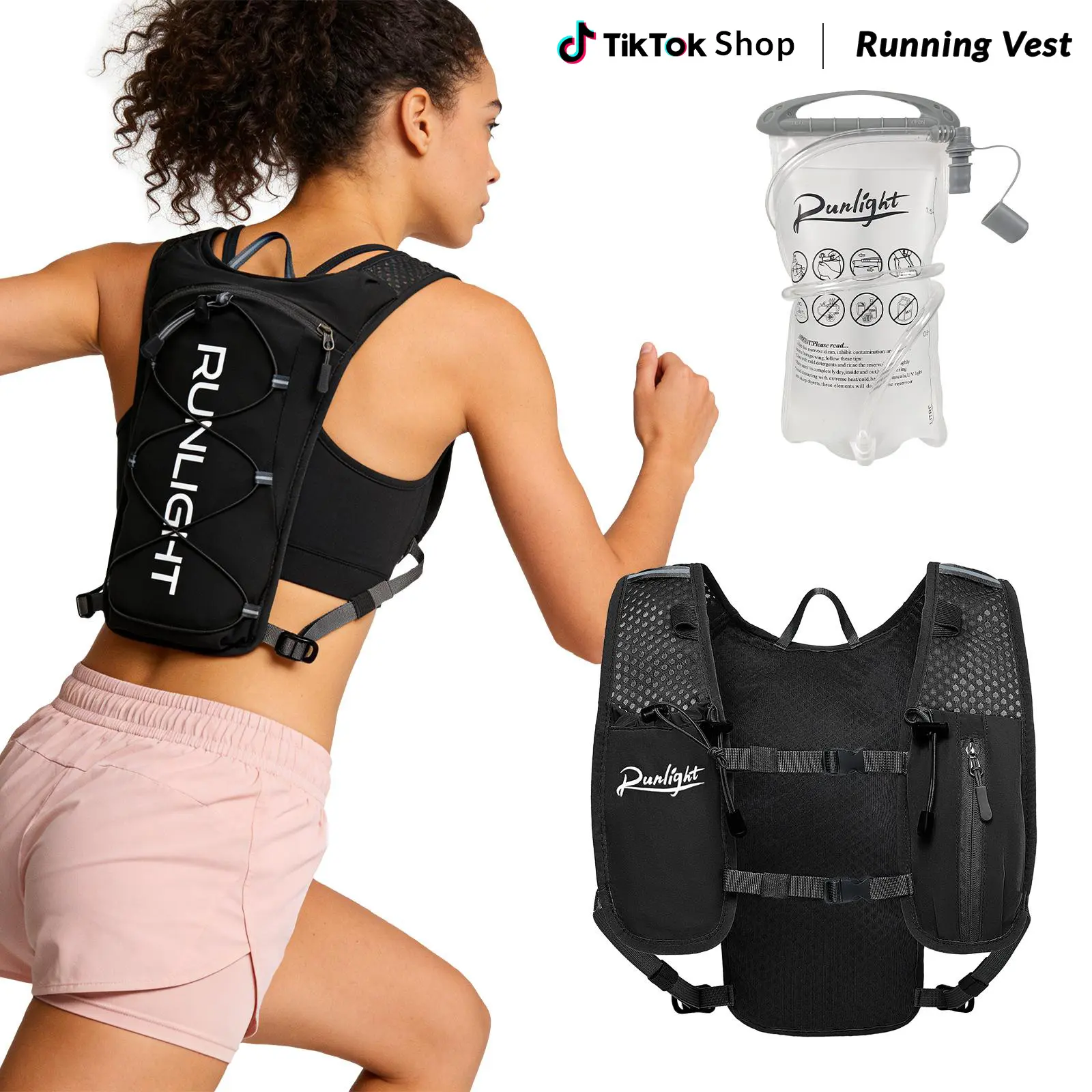Leak-Proof Running Hydration Vest with 1.5L Water Bladder, Lightweight Breathable Pack for Marathon, Trail Running, Cycling, Unisex Men Women