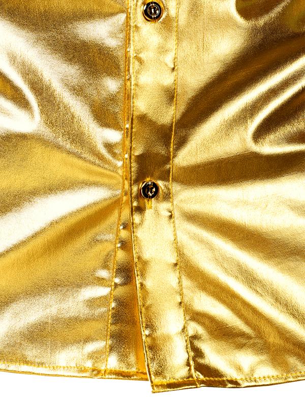 ZEROYAA Men's Shiny Metallic Sequin Long Sleeve Button Down Shirts for Cosplay Halloween Party