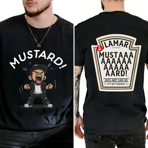MUSTARD Cartoon Character & Label T-shirt, For Women, For Men [180G cotton, lightweight and breathable, soft and comfortable]