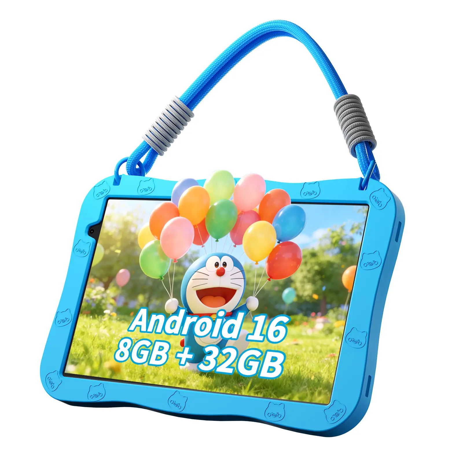 [Back To School] PRITOM Kids Tablet 10Inch Android 16 8GB RAM 32GB ROM Dual Cameras WiFi6 6000mAh Battery Protective Silicone Case Animal Flash Cards Educational Apps Toddler Gifts Stress Relief Case Pink/Blue Best Kids Gift