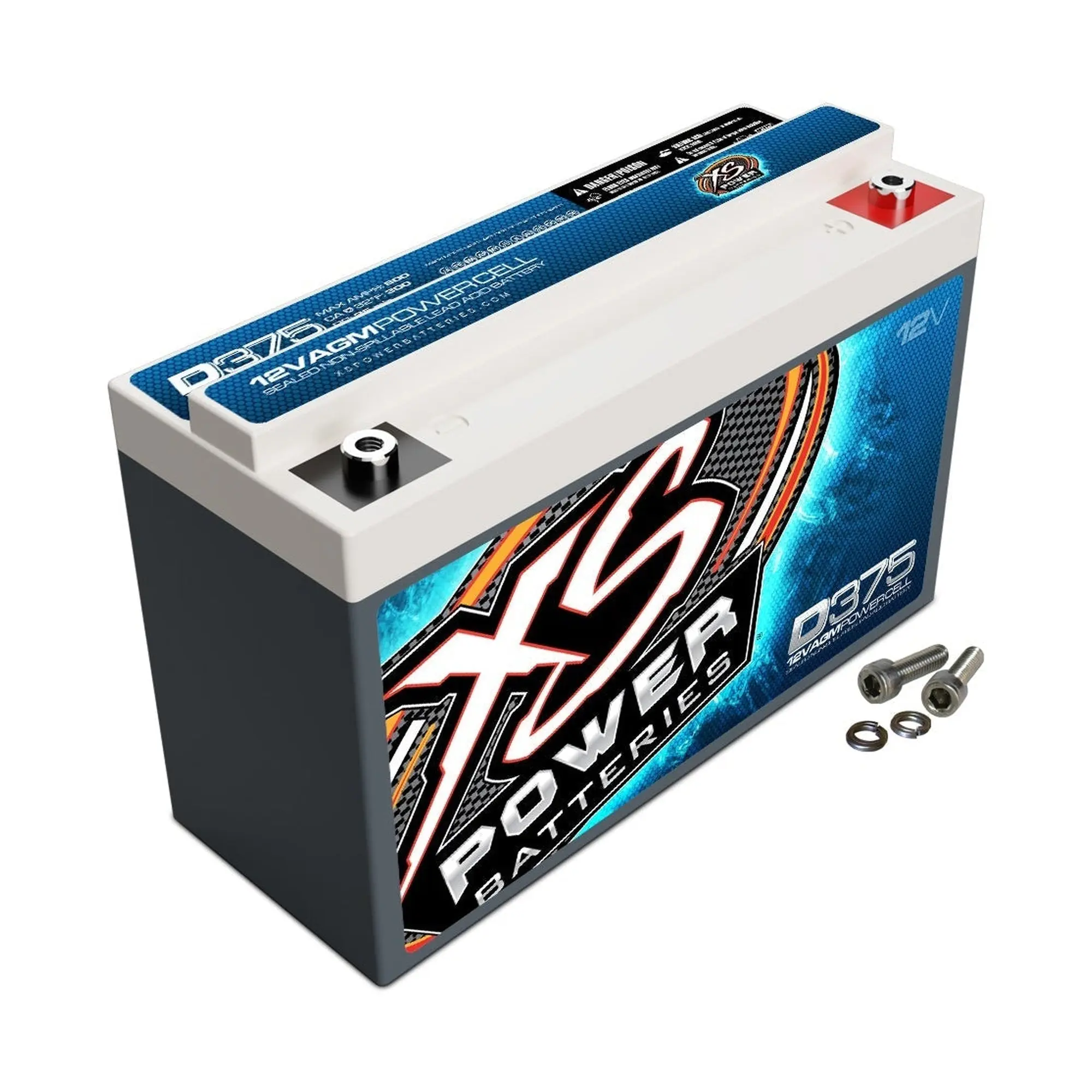 XS Power D375 12V AGM Car Audio Battery, High-Performance 12V Battery for Cars, 12V Voltage