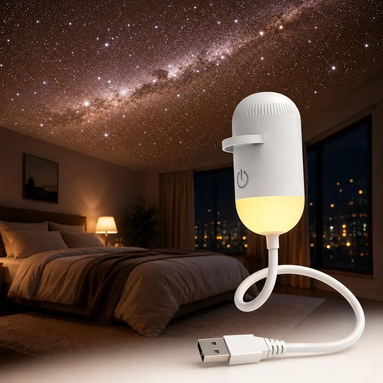 Galaxy Projector 2-in-1 Starry Sky Projector & Night Light USB Galaxy Projector Night Light for Bedroom Hallway Ceiling Decor (1 Light+2 Pcs)Feel Lamp Decorative Lights Decorative Atmosphere Light