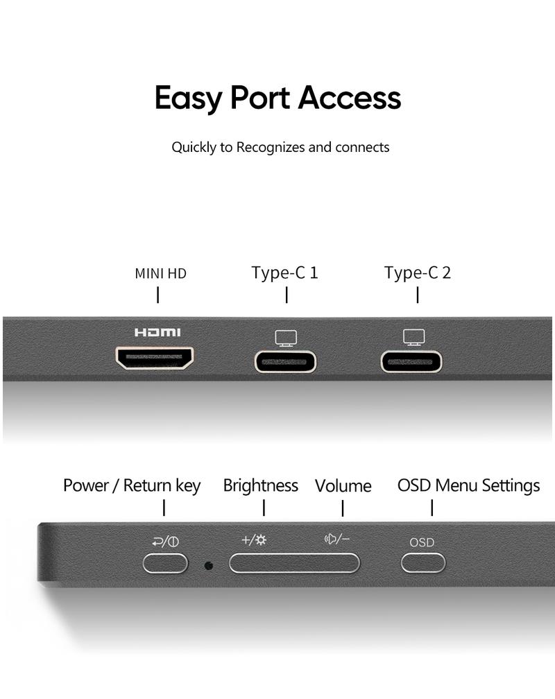 ARZOPA Portable Monitor FHD 1080P Ultra-Slim Portable Laptop Monitor IPS Display for PC MAC Phone Xbox, PS5 - USB C & HDMI Connectivity Remote Work
