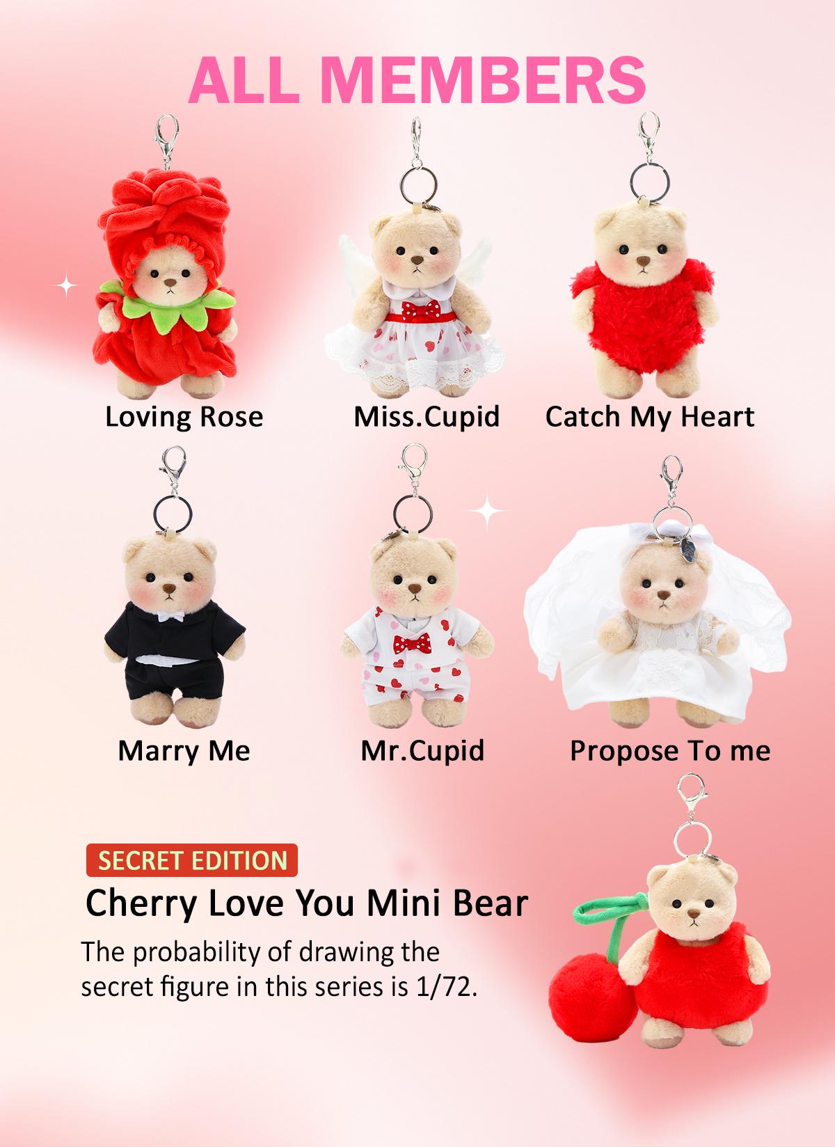 Getahug Valentine's Day Plush Keychain Bear Blind Box | Mini Pocket Companion | Romantic Small Gift for Girlfriend & Long Distance Love, Cute Gift for Girls little gifts for girls