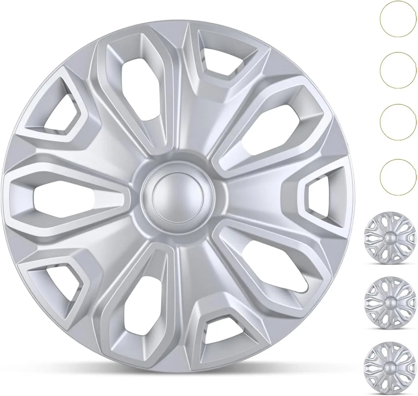 Nilight 16-Inch Silver Wheel Cover Hubcaps Set of 4, Replacement Parts, Rim Protector for 2015-2025 Ford Transit 150/250/350/350HD 5-Lug Steel Wheels