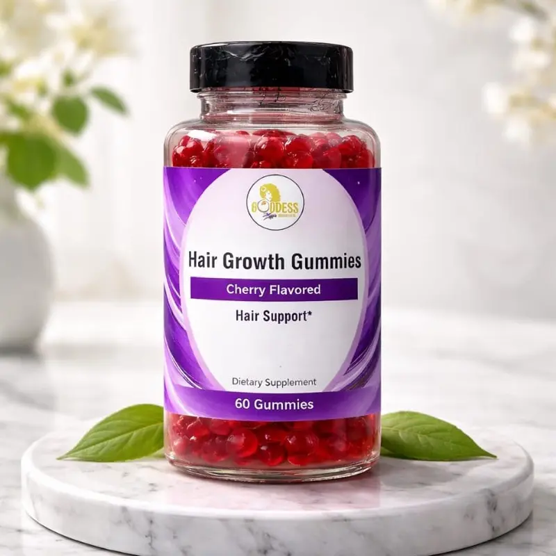 Radiant Goddess Hair Growth Gummies, 60 Pieces, Cherry-Flavored, Gummy Form, Natural Dietary Supplement for Hair Wellness Support Hair Care Supplement Beauty Supplement