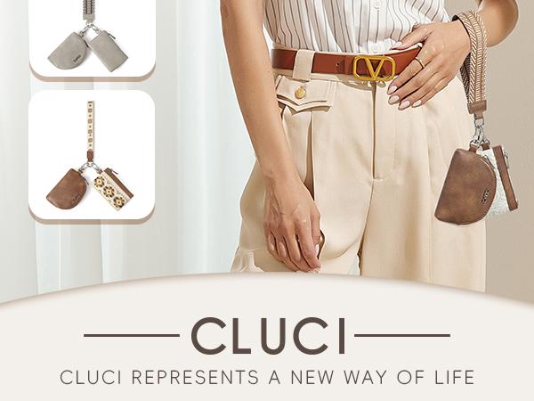 CLUCI TikTokShopSpringGlowUp Dual Pouch Wristlet Wallet for Women Clutch Zipper Coin Purse Detachable Keychain Wallet Mini Zip Gift Leather Compact Clip Durable purse women wallet women