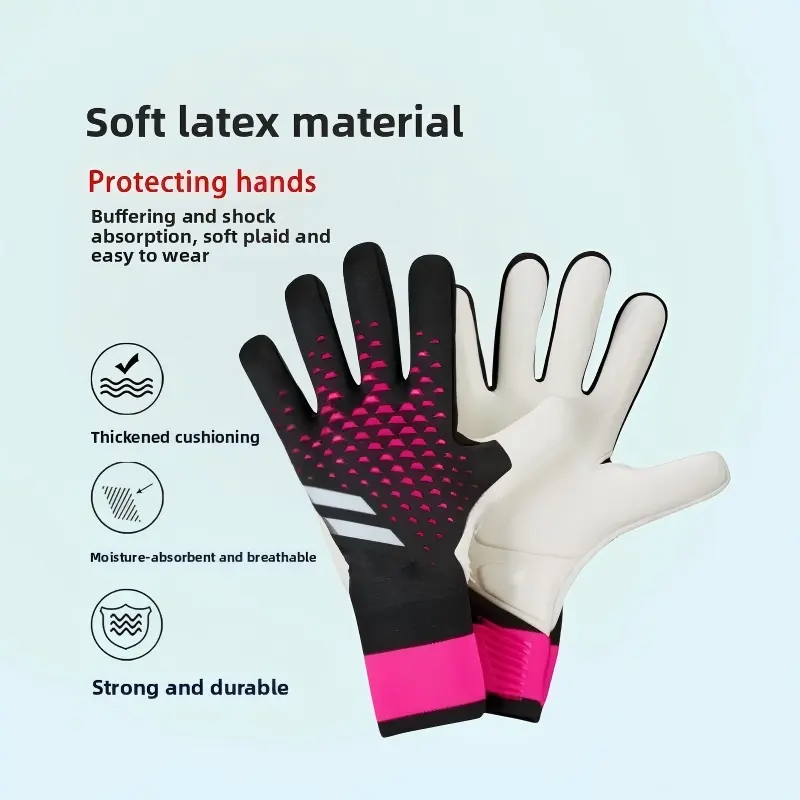 Professional Grade Soccer Goalie Gloves - Adult Size Soccer Equipment, Latex Palm, Breathable Fabric, Double Padding, Impact-Absorbing Non-Slip Design for Football Goalkeeper Training, White
