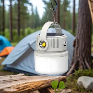 BougeRV Portable Solar Camping Lantern – LED Bulb with Hook, USB Rechargeable Hanging Tent Light, Table Lantern & Flashlight for Camping, Outdoor, Home, Office, Power Outages & Emergency Lighting