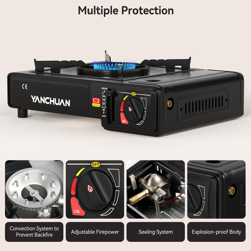 2900W Portable Outdoor Camping Stove,Butane/Liquefied Gas Tank Dual Fuel Tabletop Stove Burner Gas Stove,Outdoor Pinic Cooker,Cooking Gear