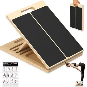 Homhut Adjustable Incline Wooden Slant Board Calf Stretcher for Physical Therapy, Squats, Pilates, Ankle Heel Feet Leg Exercise Home Gym Equipment